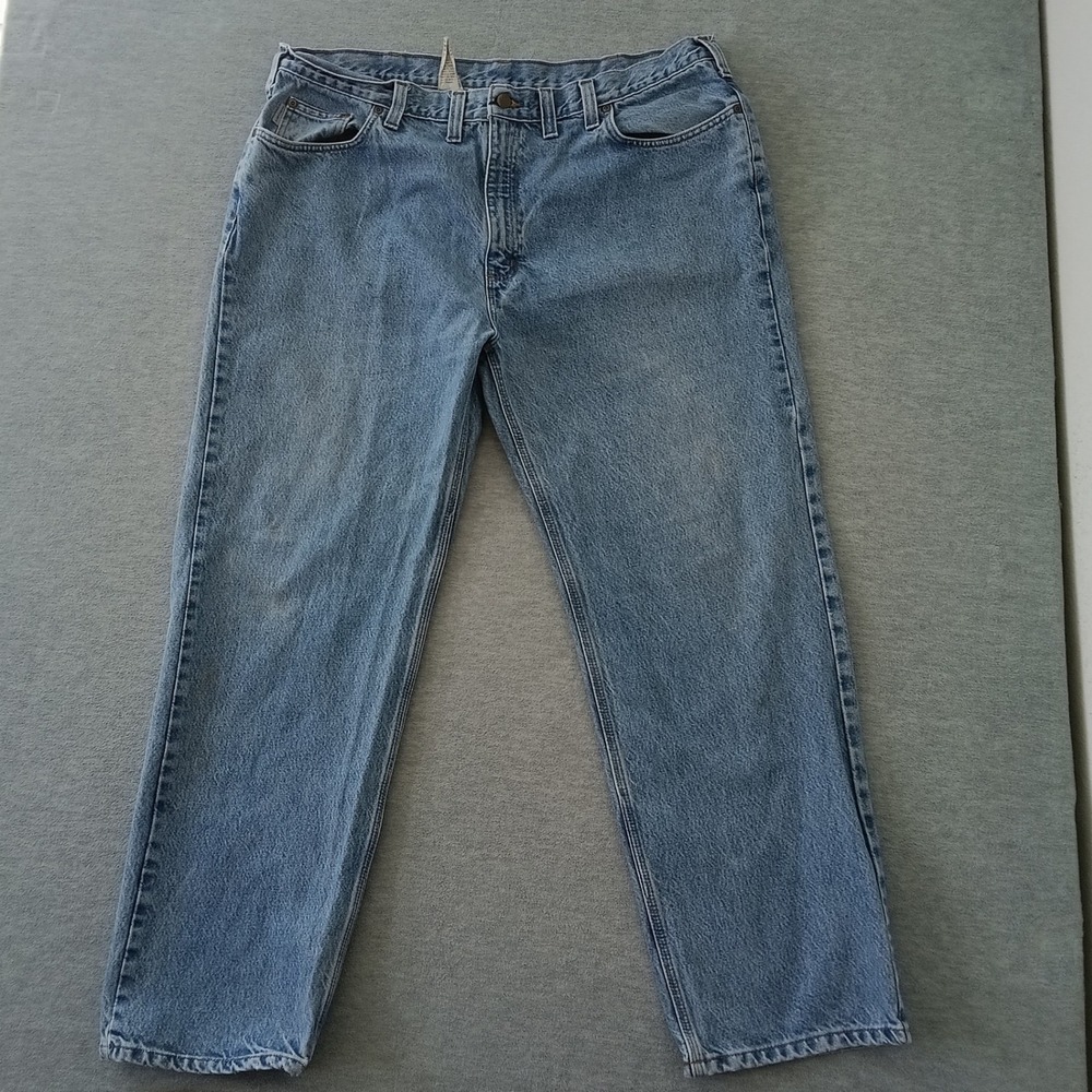 Carhartt Mens B460 LWB Relaxed Fit Light Wash Blue Denim Jeans 44x32